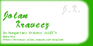 jolan kravecz business card